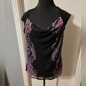 Inc International Concepts Petite L Black And Purple Top